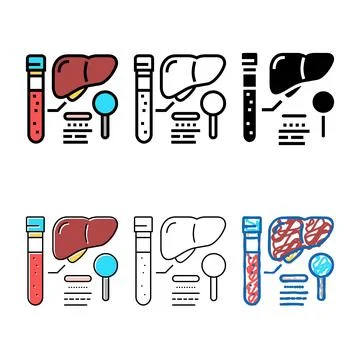 Set liver function test hepatitis color icon vector 스톡 일러스트
