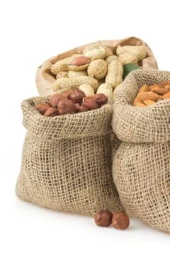 Set of lnuts isolated on whit Stock Photos