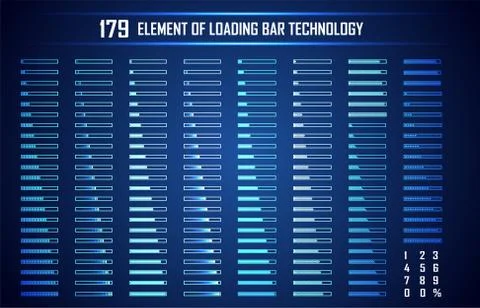 Set of Loading Bar Abstract Digital Technology UI Futuristic HUD Virtual Inte Illustration