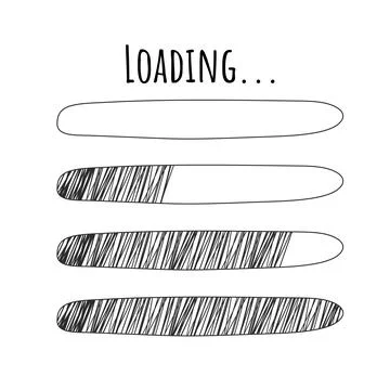 Set Loading bar, progress in doodle style isolated on white background Stock Illustration