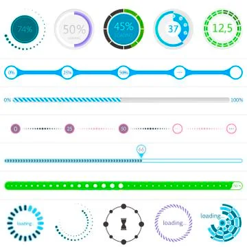 Set of Loading Bars and Preloaders Free Stock Illustration