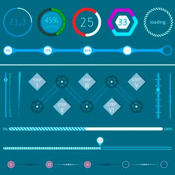 Set loading bars on a dark background Free Stock Illustration