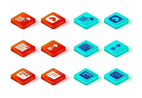 Set Loading data window, Browser, Search engine, Cloud technology transfer, and Stock Illustration