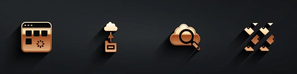 Set Loading data window, Cloud technology transfer, Search cloud computing and 스톡 일러스트