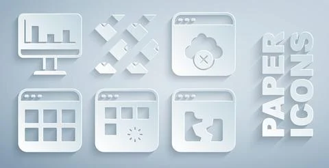 Set Loading data window, Failed access cloud storage, Browser files, Broken Stock Illustration