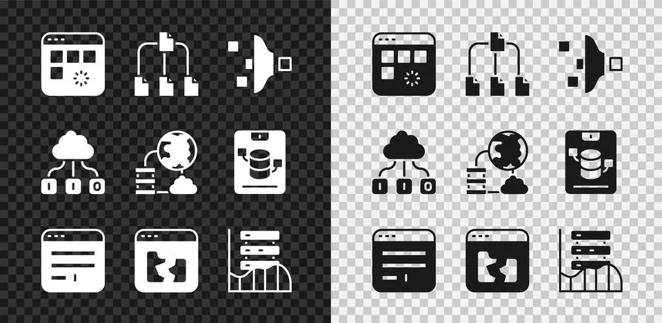 Set Loading data window, Folder tree, Filter setting, Browser, Broken file Stock Illustration