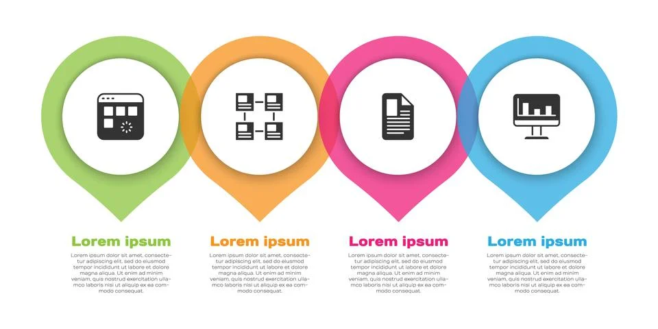 Set Loading data window, Hierarchy organogram chart, File document and Monitor イラスト素材