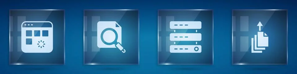 Set Loading data window, Search concept with folder, Server, Data, Web Hosting Illustrazione stock