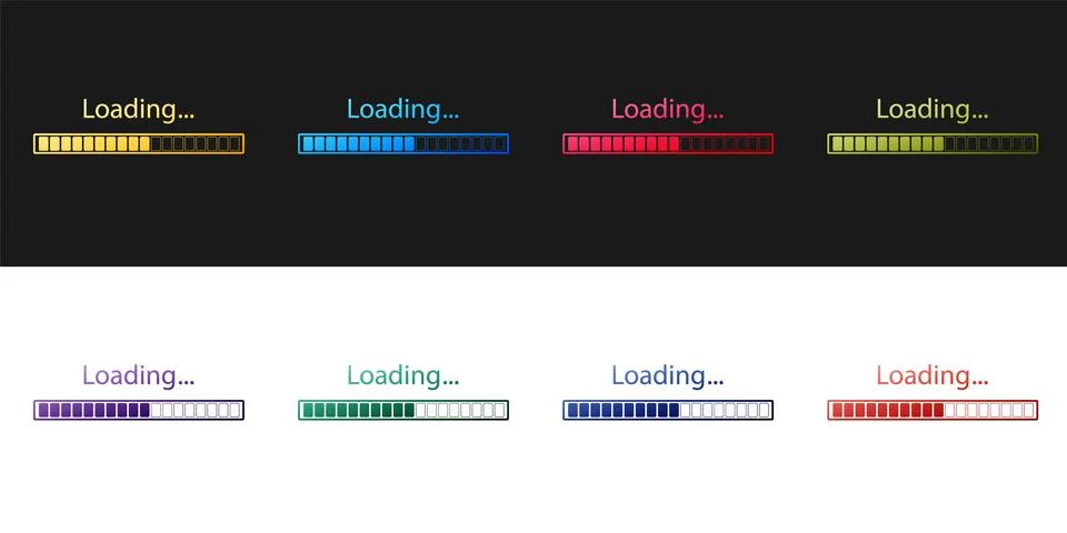 Set Loading icon isolated on black and white background. Progress bar icon イラスト素材