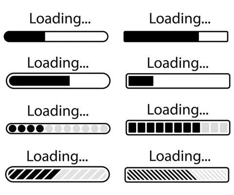 Set of loading icons, load indicator sign, waiting symbols. Vector illustrati 스톡 일러스트