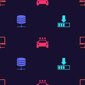 Set Loading, Server, Data, Web Hosting, Car wash and Computer network on Stockillustratie