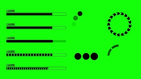 Set of loading status bar elements and animation rotating waiting icons. Do.. Stock Footage 296280523