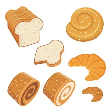 Set of loaves and bread. Stock Illustration