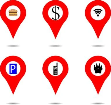 Set of locaction objects Stock Illustration