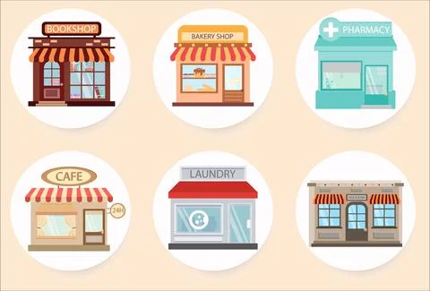 Set of local places Stock Illustration