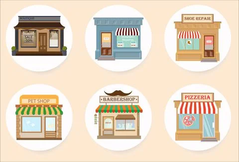 Set of local places Stock Illustration
