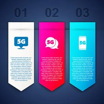 Set Location 5G network, and Mobile with. Business infographic template. Vector Stock Illustration