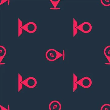 Set Location and Compass on seamless pattern. Vector Stock Illustration