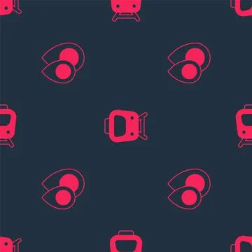Set Location and Train on seamless pattern. Vector Stock Illustration