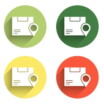Set Location with cardboard box icon isolated with long shadow background. .. イラスト素材