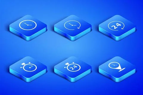 Set Location with clock, Clock, Stopwatch 24 hours,  and  icon. Vector Illustrazione stock