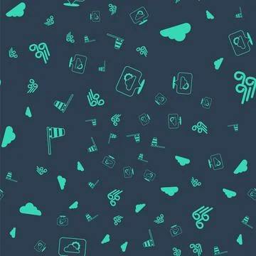 Set Location cloud, Cloud, Cone windsock wind vane and Windy weather on sea.. イラスト素材