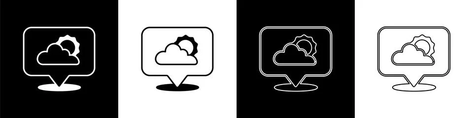 Set Location cloud icon isolated on black and white background. Vector イラスト素材