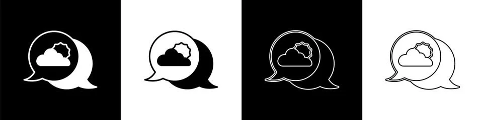Set Location cloud icon isolated on black and white background. Vector 库存插图