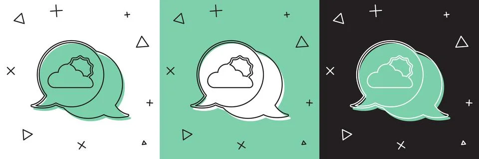 Set Location cloud icon isolated on white and green, black background.  Vecto 스톡 일러스트