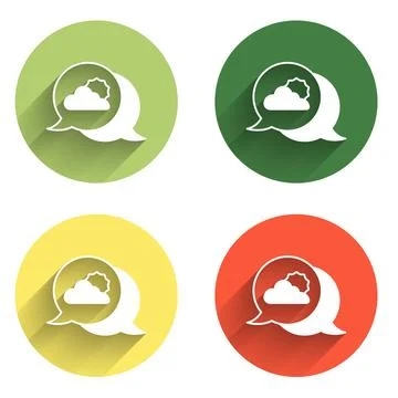 Set Location cloud icon isolated with long shadow background. Color circle .. Stock Illustration