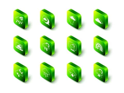 Set Location cloud, Man having headache, Cloud, Rainbow, with snow and sun, and Illustrazione stock