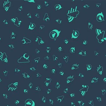 Set Location cloud, Rainbow with and rain, Cloud moon and on seamless pattern Stock Illustration