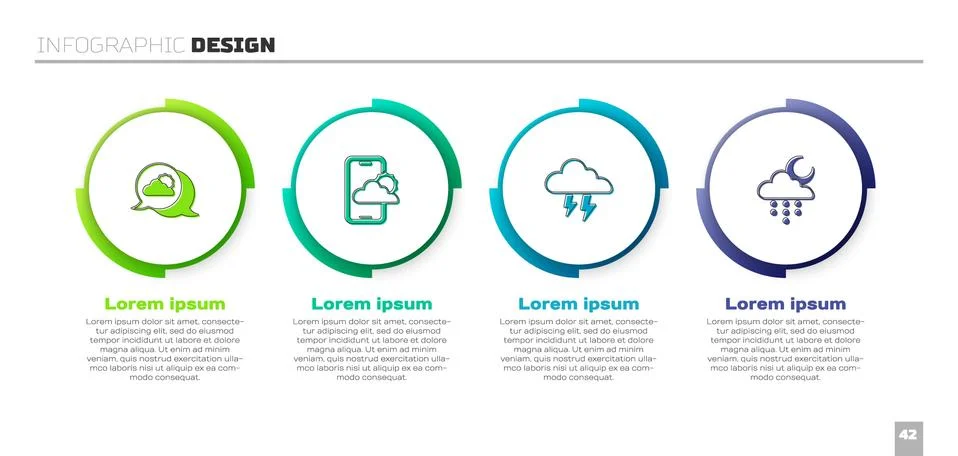 Set Location cloud, Weather forecast, Storm and Cloud with rain and moon Stock Illustration