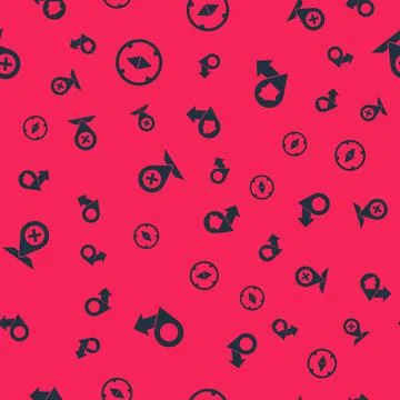Set Location, Compass, and with house on seamless pattern. Vector Illustrazione stock