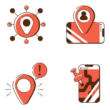 Set of Location Flat Icons Stock Illustration