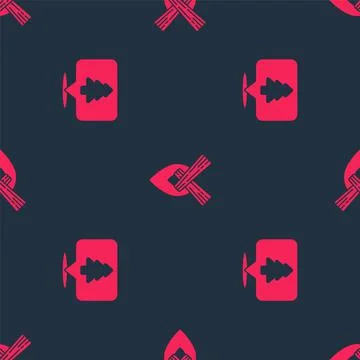 Set Location of the forest and Campfire on seamless pattern. Vector Illustrazione stock