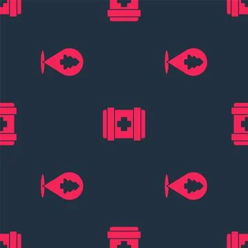 Set Location of the forest and First aid kit on seamless pattern. Vector Stock Illustration