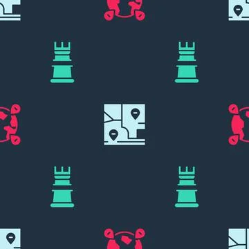 Set Location on the globe, Folded map with location and Business strategy on Stock Illustration