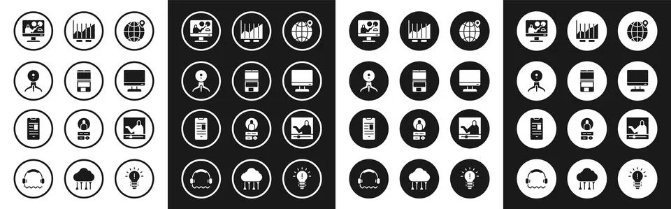 Set Location on the globe, Laptop, Web camera, Online education, Computer 스톡 일러스트
