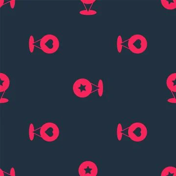 Set Location with heart and Map pointer star on seamless pattern. Vector Stock Illustration