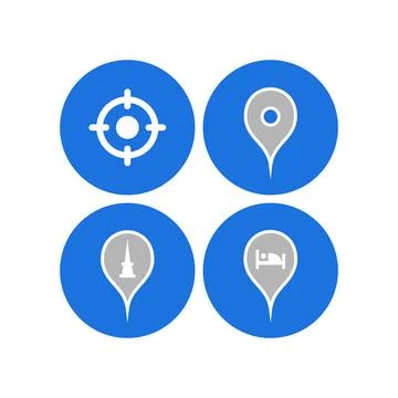 Set of location icons. Flat design. Vector illustration EPS 10. Stock Illustration
