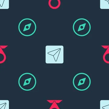 Set Location, Infographic of city map navigation and Compass on seamless pattern Stock Illustration