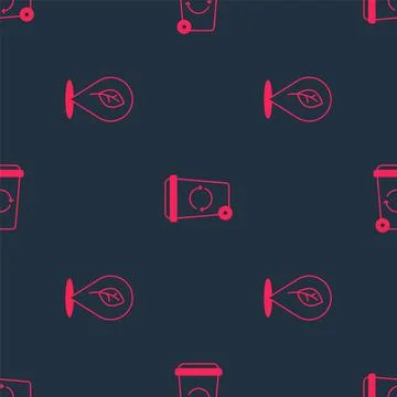Set Location with leaf and Recycle bin on seamless pattern. Vector Stockillustratie
