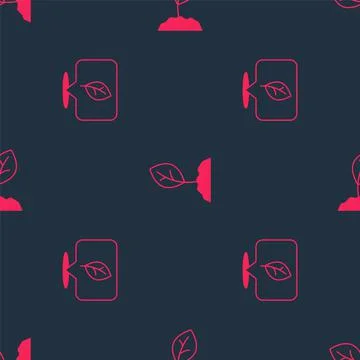 Set Location with leaf and Sprout on seamless pattern. Vector Illustrazione stock