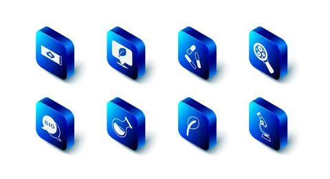 Set Location with leaf, Virus, Microorganisms under magnifier, Microscope, Leaf Stock Illustration