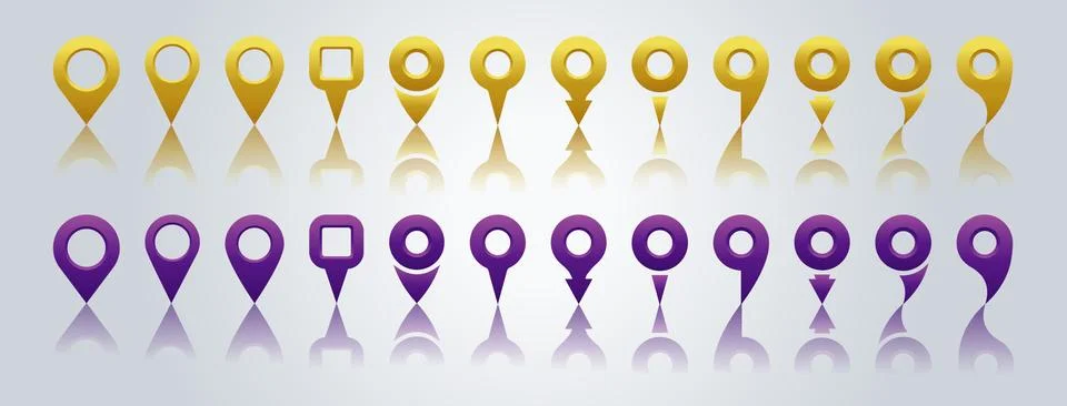 Set of location map icons with shadow. GPS location symbol collection Stock Illustration