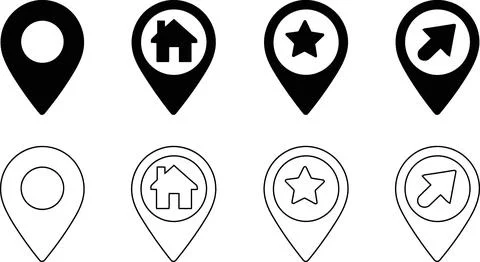 Set of location map pin icons vector Stock Illustration
