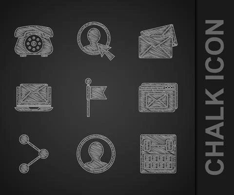 Set Location marker, Create account screen, Calendar, Website and envelope Stock Illustration