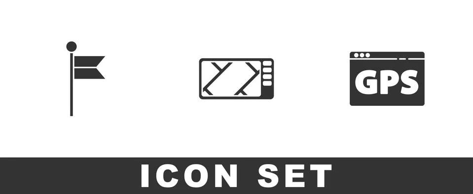 Set Location marker, Gps device with map and icon. Vector Stock Illustration