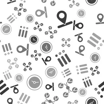 Set Location, Online class, Task list and Clock on seamless pattern. Vector 스톡 일러스트